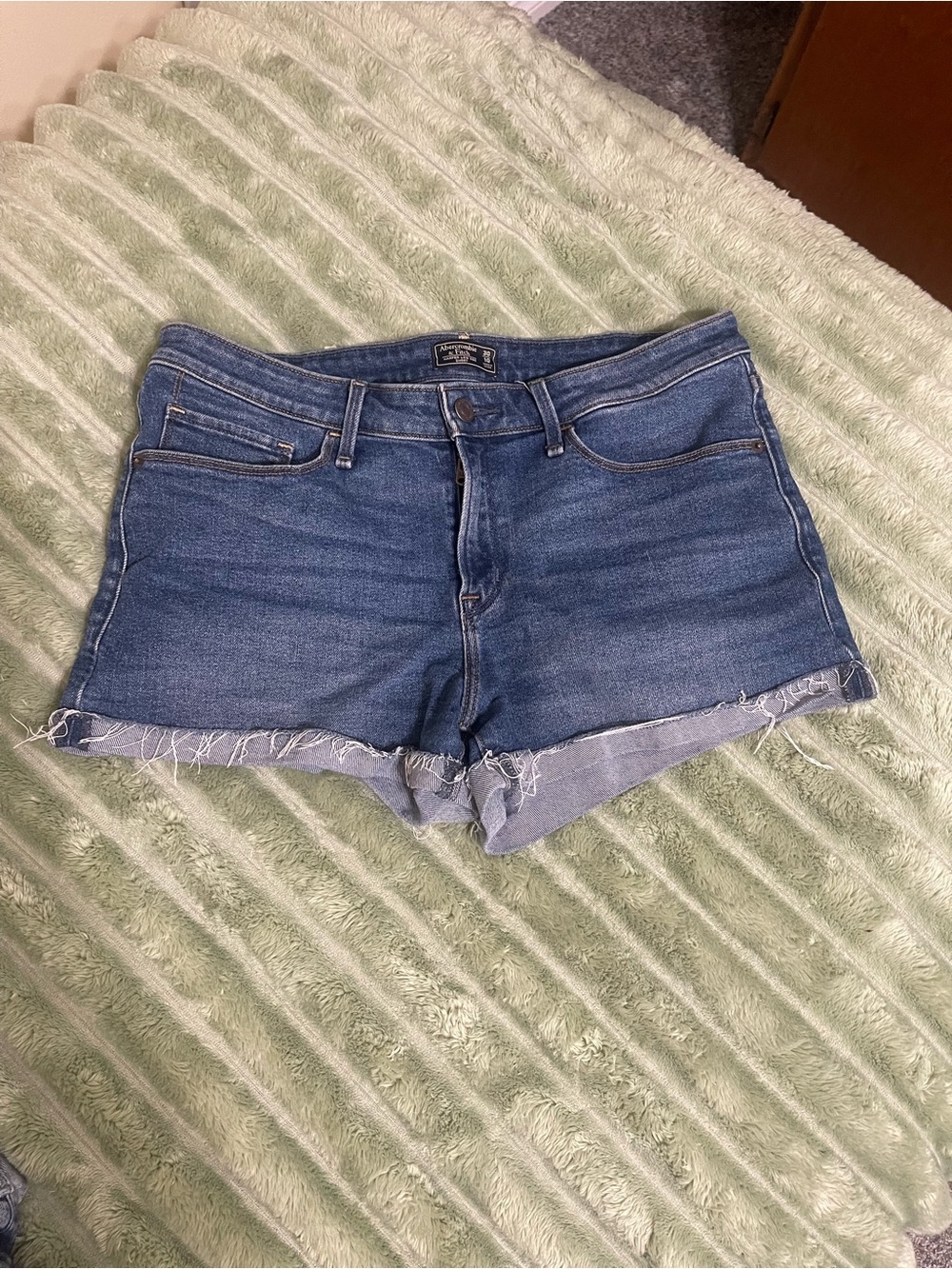 Abercrombie & Fitch Blue Denim Frayed Hem Shorts